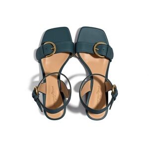 Gianvito Rossi Teal Sandals with Gold Buckle